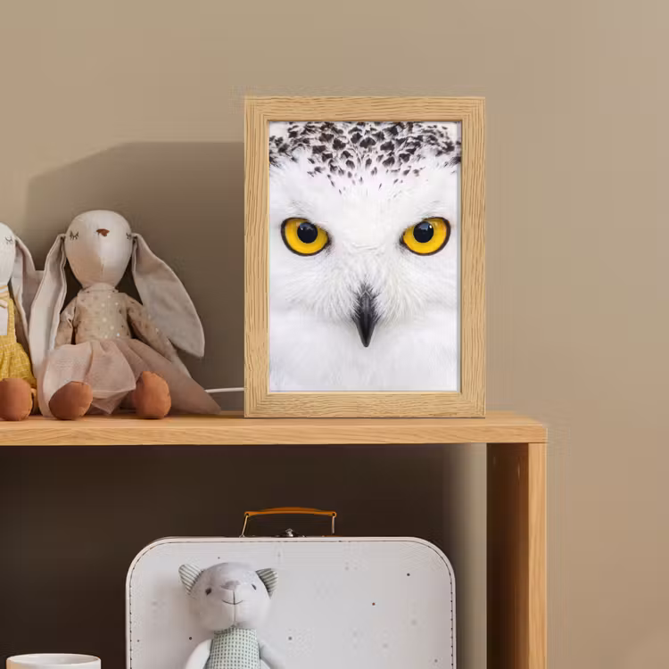 Sneeuwuil - Portret - Geel Light Box met kabel (Kinderlampje) klein -sfeer2_kind