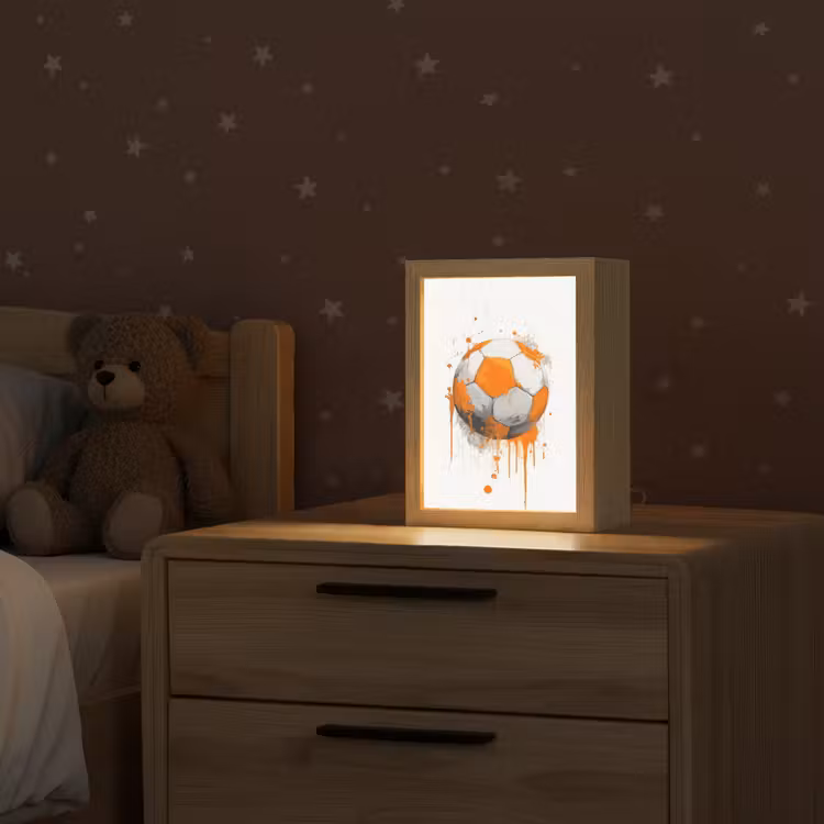 Voetbal - Abstract - Oranje - Verfspatten Light Box met kabel klein -sfeer1_kind