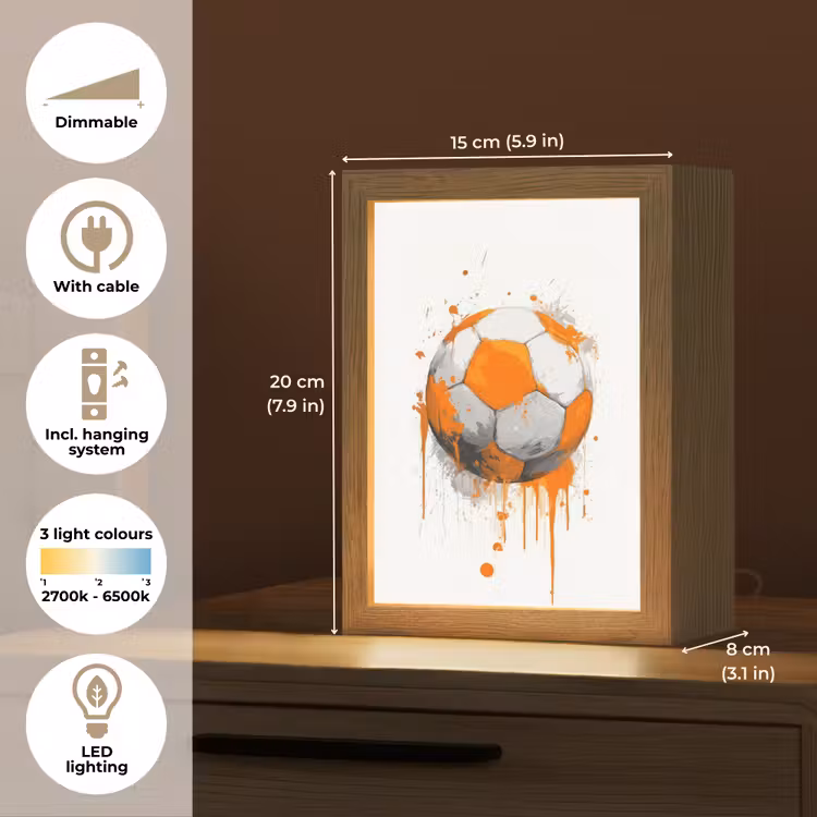 Voetbal - Abstract - Oranje - Verfspatten Light Box met kabel (Kinderlampje) klein -USP_EN
