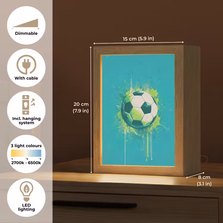 Voetbal - Abstract - Verfspatten - Groen Light Box met kabel (Kinderlampje) klein -USP_EN
