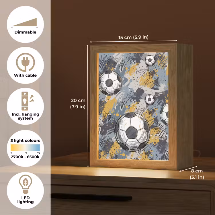 Voetbal - Abstract - Sport - Kleurrijk Light Box met kabel (Kinderlampje) klein -USP_EN