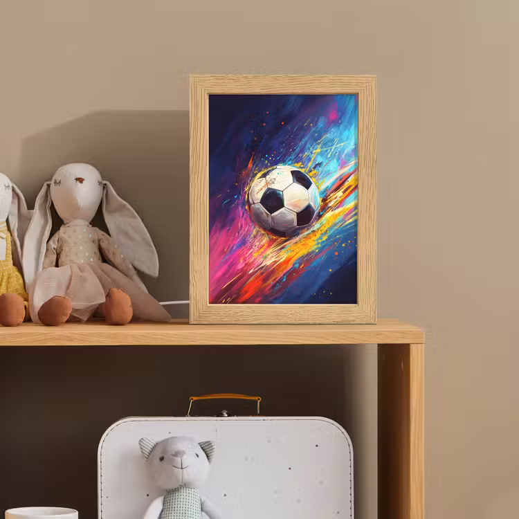 Voetbal - Kleurrijk - Abstract - Penseelstreken Light Box met kabel klein -sfeer2_kind