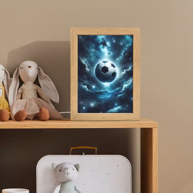 Voetbal - Galaxy - Ruimte - Sport - Blauw Light Box met kabel klein -sfeer2_kind