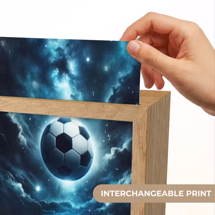 Voetbal - Galaxy - Ruimte - Sport - Blauw Light Box met kabel (Kinderlampje) klein -USP_websiteprintEN