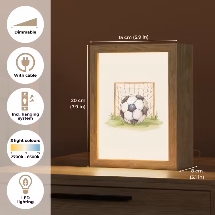 Voetbal - Goal - Gras - Beige Light Box met kabel (Kinderlampje) klein -USP_EN