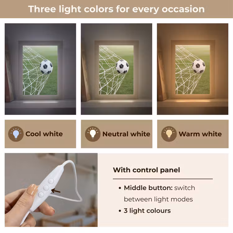 Voetbal - Goal - Net - Sport Light Box met kabel (Kinderlampje) klein -USP_lichtkleurEN