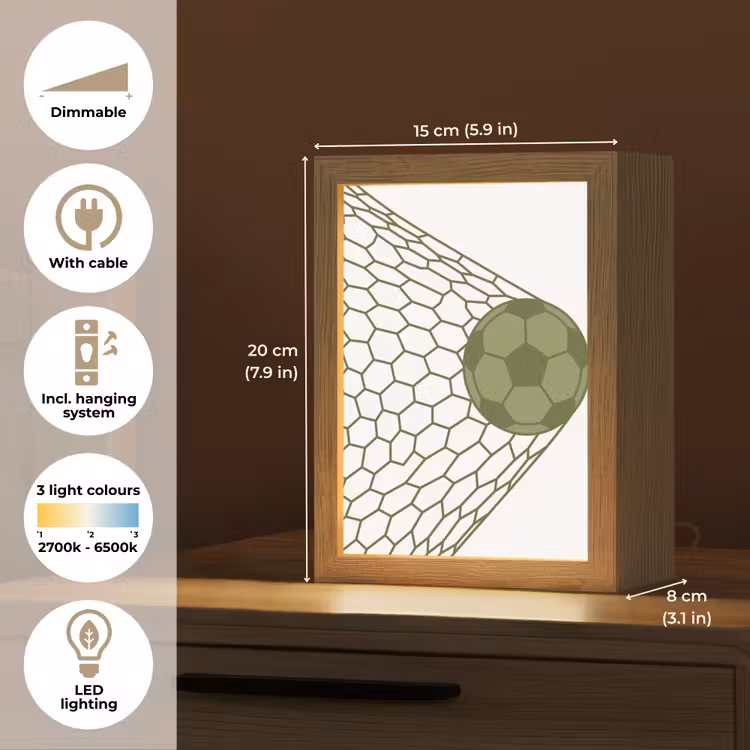 Voetbal - Goal - Sport - Groen Light Box met kabel (Kinderlampje) klein -USP_EN