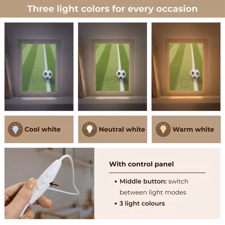 Voetbal - Grasveld - Sport - Groen Light Box met kabel (Kinderlampje) klein -USP_lichtkleurEN