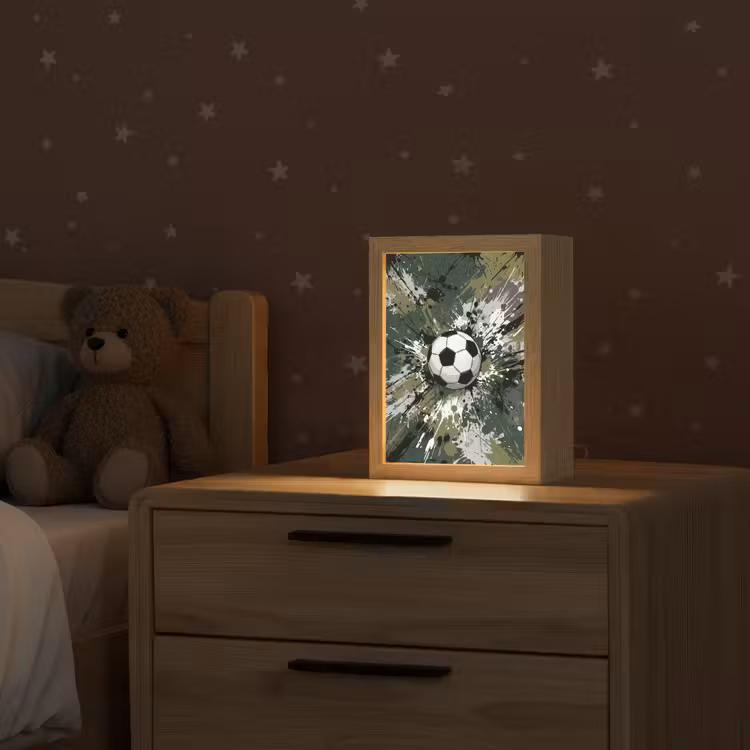 Voetbal - Verf - Spetters - Groen Light Box met kabel (Kinderlampje) klein -sfeer1_kind