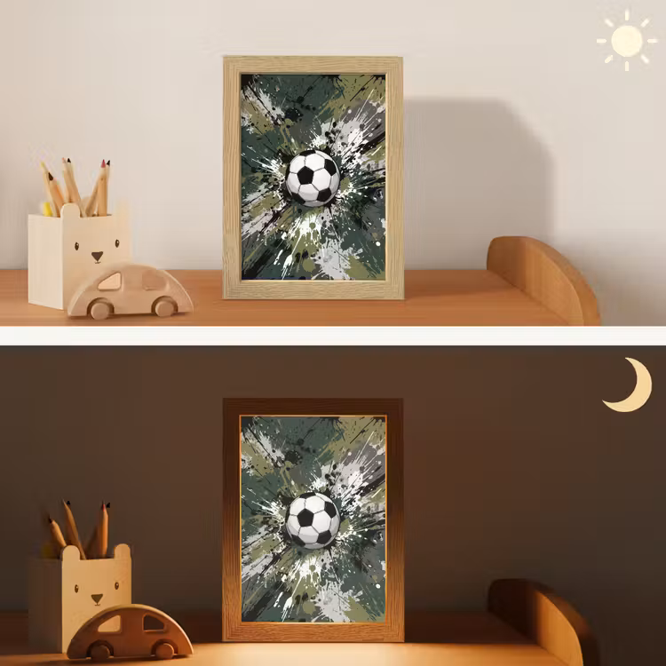 Voetbal - Verf - Spetters - Groen Light Box met kabel (Kinderlampje) klein -sfeer3_kind