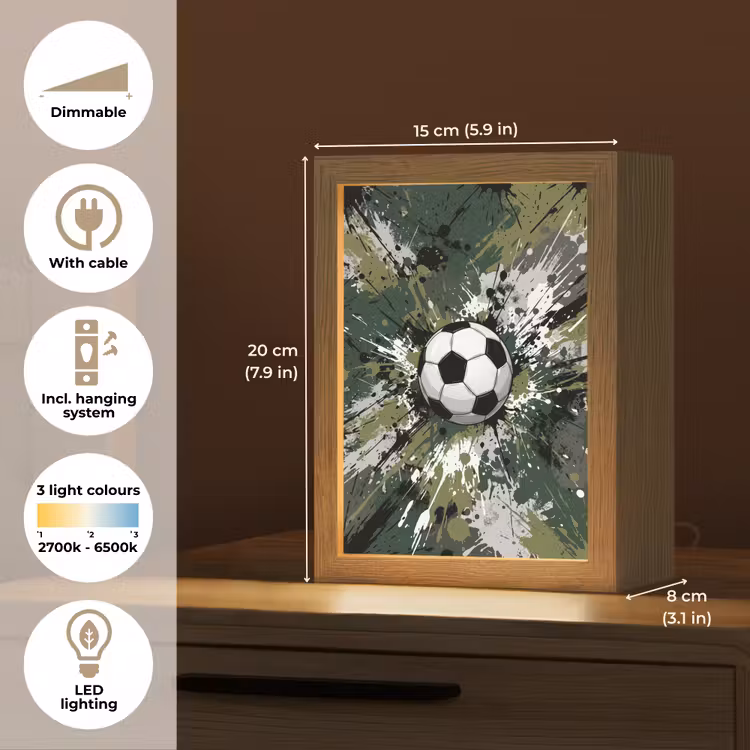 Voetbal - Verf - Spetters - Groen Light Box met kabel (Kinderlampje) klein -USP_EN