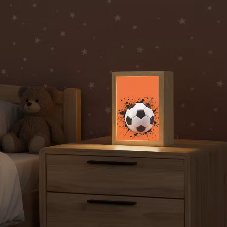 Voetbal - Verf - Sport - Oranje Light Box met kabel (Kinderlampje) klein -sfeer1_kind
