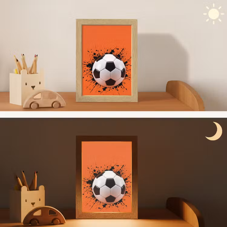 Voetbal - Verf - Sport - Oranje Light Box met kabel (Kinderlampje) klein -sfeer3_kind