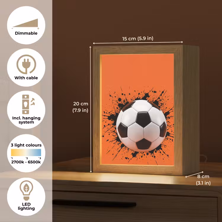 Voetbal - Verf - Sport - Oranje Light Box met kabel (Kinderlampje) klein -USP_EN