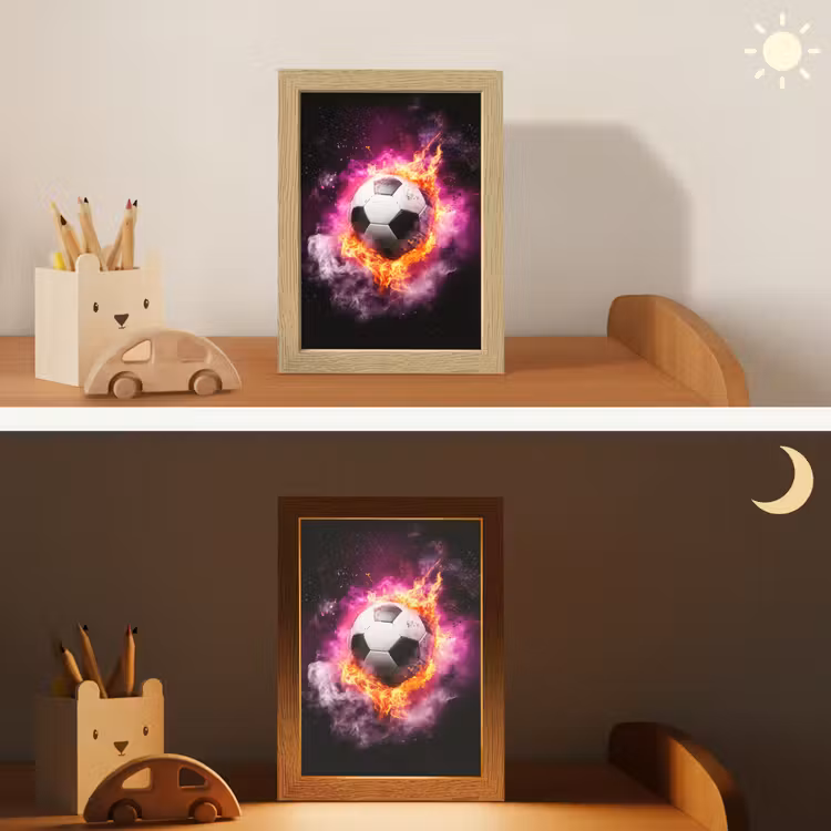 Voetbal - Roze - Vuur Light Box met kabel klein -sfeer3_kind