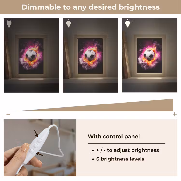 Voetbal - Roze - Vuur Light Box met kabel (Kinderlampje) klein -USP_dimbaarEN
