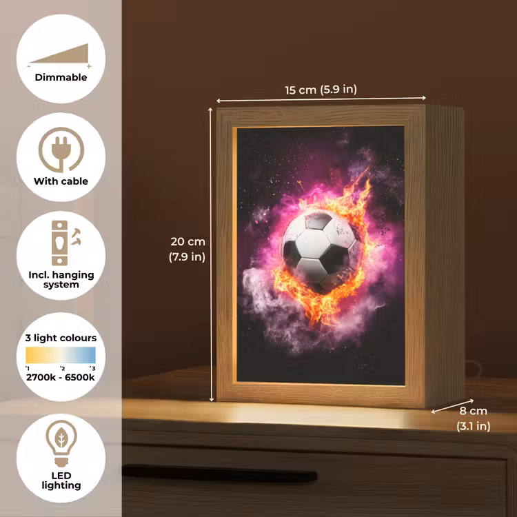 Voetbal - Roze - Vuur Light Box met kabel (Kinderlampje) klein -USP_EN
