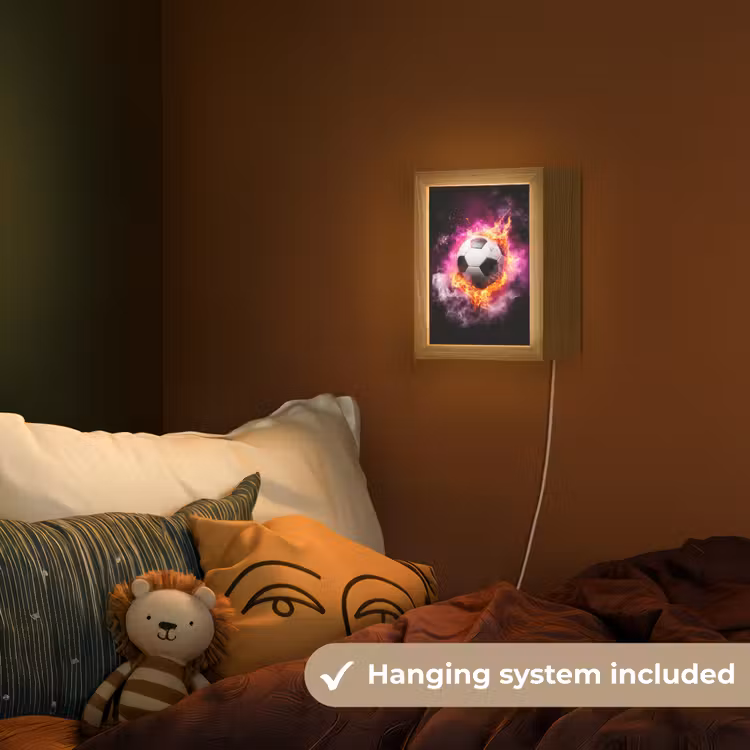 Voetbal - Roze - Vuur Light Box met kabel (Kinderlampje) klein -sfeer5_kind_EN