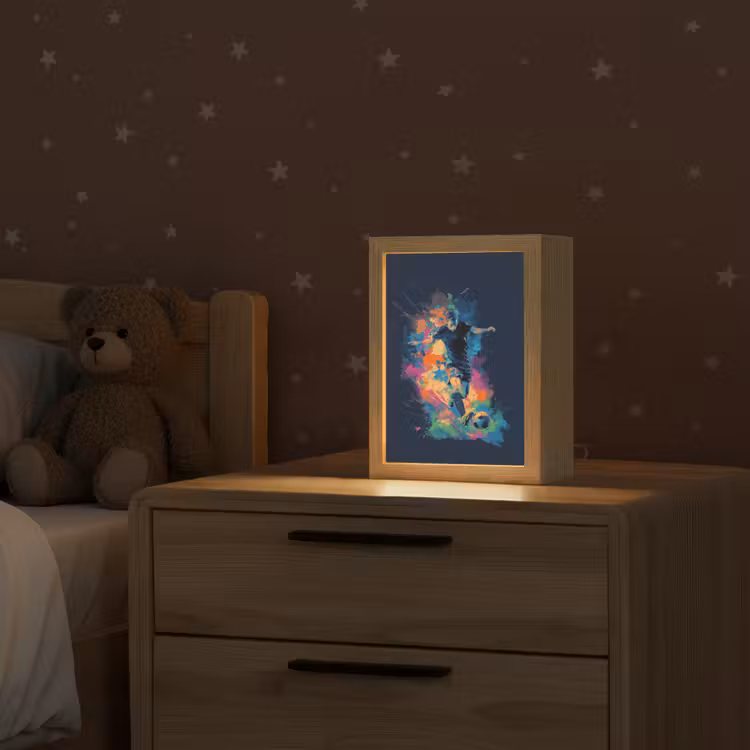 Voetballer - Bal - Kleurexplosie - Abstract Light Box met kabel klein -sfeer1_kind