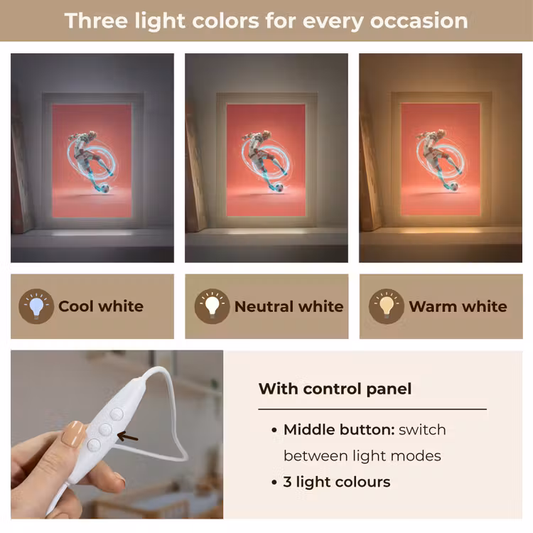 Voetballer - Bal - Lichtcirkel - Rood Light Box met kabel (Kinderlampje) klein -USP_lichtkleurEN