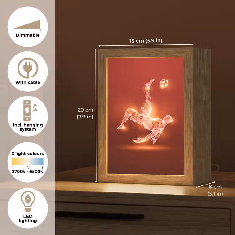 Voetballer - Omhaal - Rood - Neon Light Box met kabel (Kinderlampje) klein -USP_EN