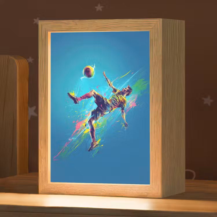 Voetballer - Verfspatten - Kleurrijk - Bal Light Box met kabel klein -zzz_3d_website