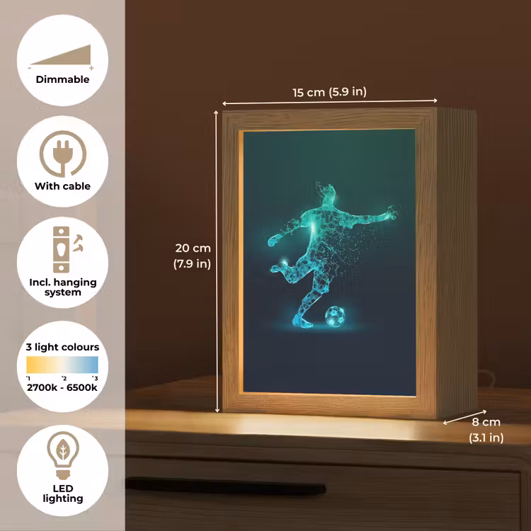 Voetballer - Trap - Blauw - Digitaal Light Box met kabel (Kinderlampje) klein -USP_EN