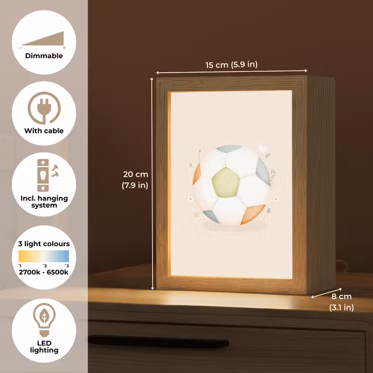 Voetbal - Rond - Pastel Light Box met kabel (Kinderlampje) klein -USP_EN