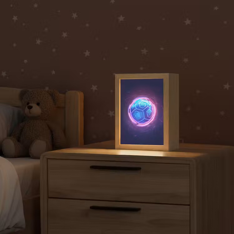 Voetbal - Sport - Blauw - Paars Light Box met kabel klein -sfeer1_kind