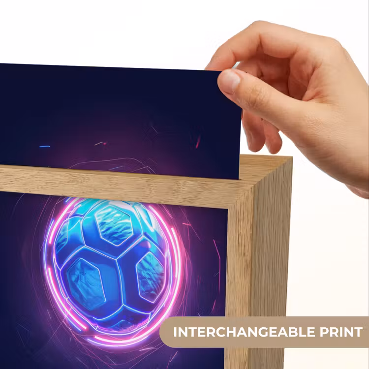 Voetbal - Sport - Blauw - Paars Light Box met kabel (Kinderlampje) klein -USP_websiteprintEN