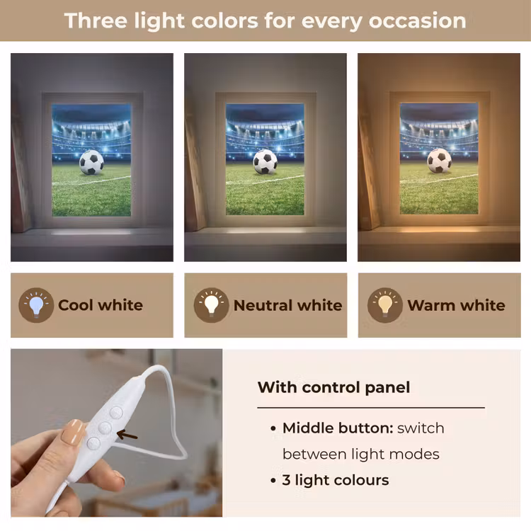 Voetbal - Stadion - Bal - Jongens Light Box met kabel (Kinderlampje) klein -USP_lichtkleurEN