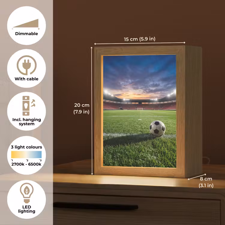 Voetbal - Stadion - Sport - Groen Light Box met kabel (Kinderlampje) klein -USP_EN