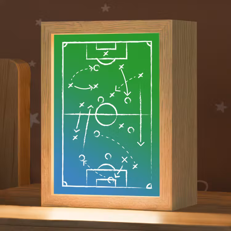 Voetbal - Tactiek - Spel - Groen - Blauw Light Box met kabel klein -zzz_3d_website