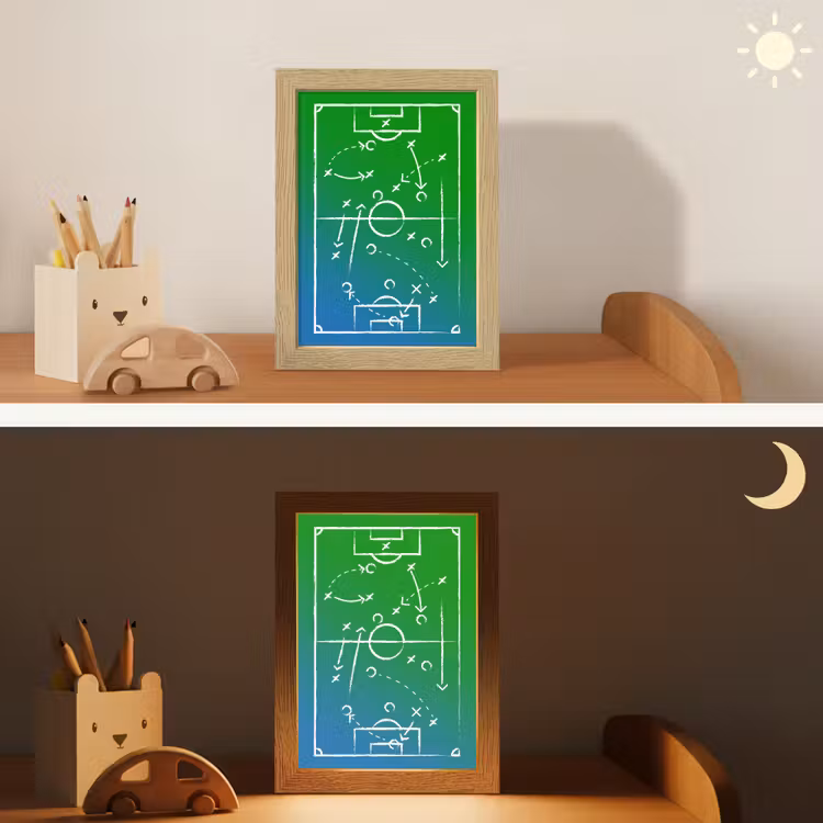 Voetbal - Tactiek - Spel - Groen - Blauw Light Box met kabel klein -sfeer3_kind