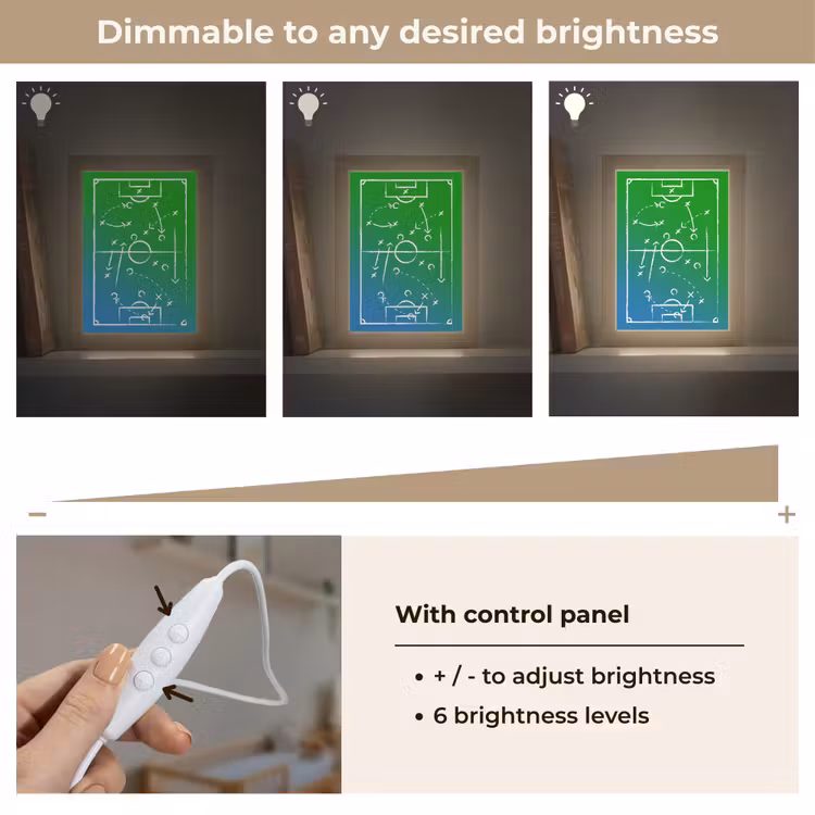 Voetbal - Tactiek - Spel - Groen - Blauw Light Box met kabel (Kinderlampje) klein -USP_dimbaarEN