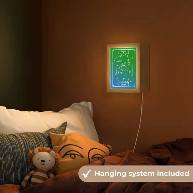 Voetbal - Tactiek - Spel - Groen - Blauw Light Box met kabel (Kinderlampje) klein -sfeer5_kind_EN