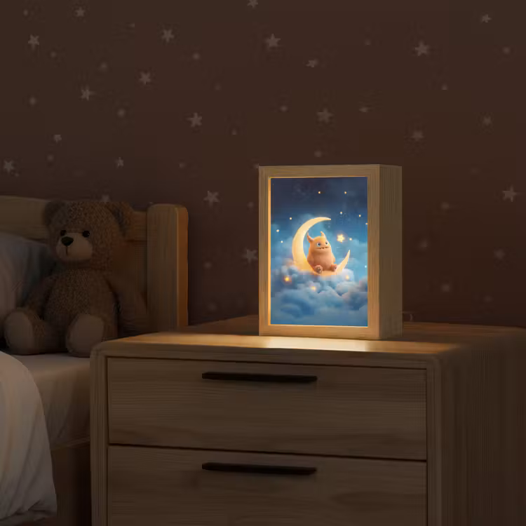 Knuffel - Monster - Maan - Wolken Light Box met kabel klein -sfeer1_kind