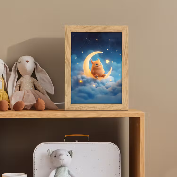 Knuffel - Monster - Maan - Wolken Light Box met kabel klein -sfeer2_kind