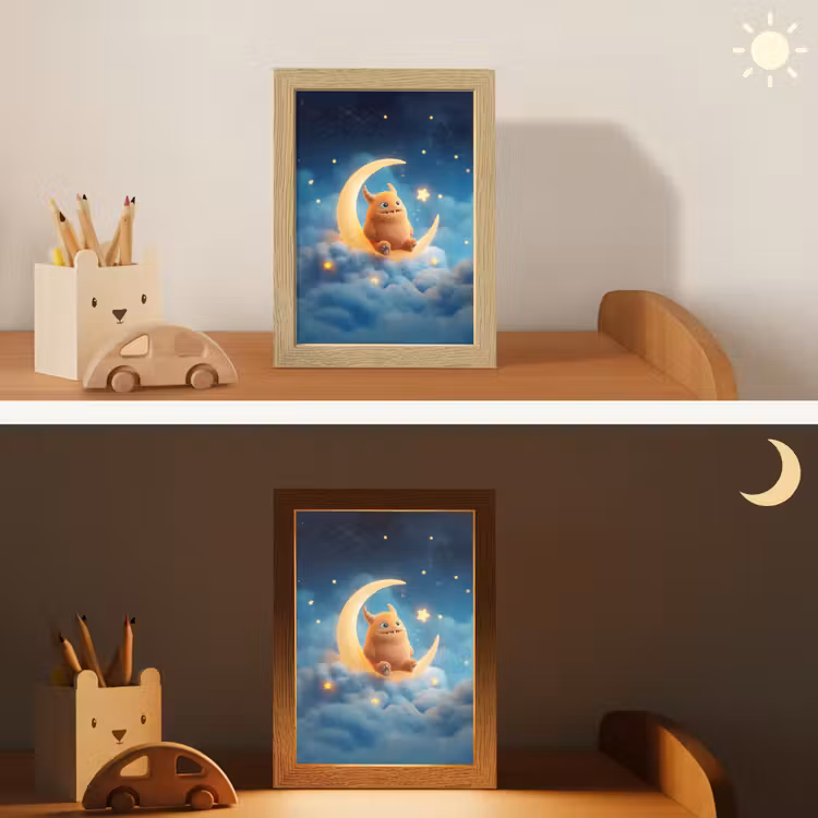 Knuffel - Monster - Maan - Wolken Light Box met kabel klein -sfeer3_kind
