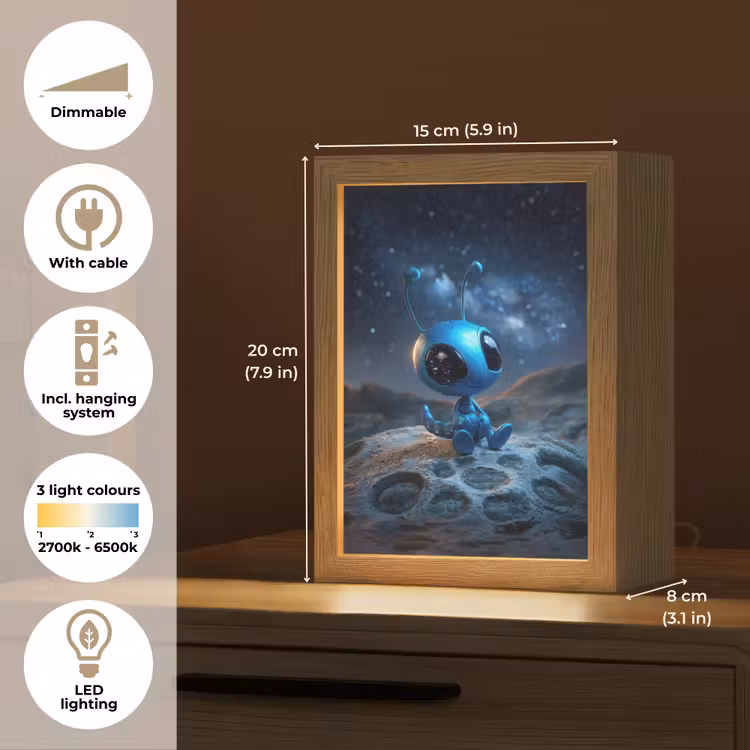Ruimtewezen - Blauw - Galaxy Light Box met kabel (Kinderlampje) klein -USP_EN