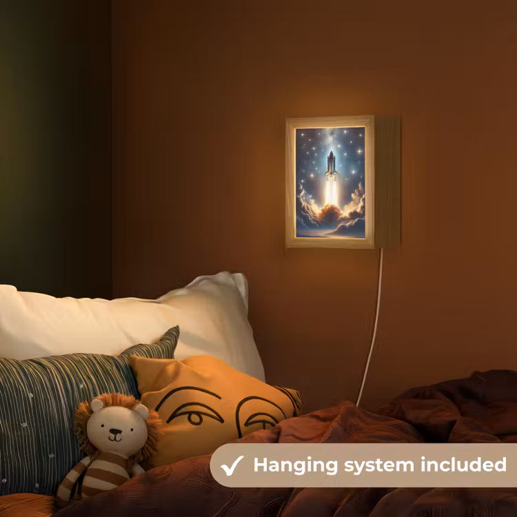 Ruimtevaart - Raket - Space - Sterren Light Box met kabel (Kinderlampje) klein -sfeer5_kind_EN