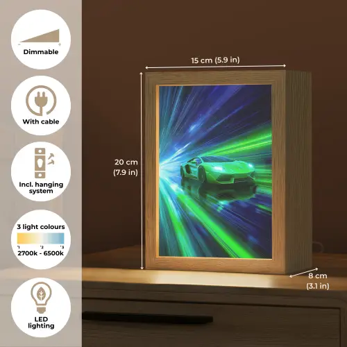 Snelheid - Licht - Sportwagen - Groen Light Box met kabel (Kinderlampje) klein -USP_EN