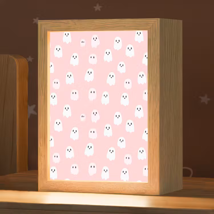 Spookjes - Patroon - Roze Light Box met kabel (Kinderlampje) klein 904 -zzz_3d_website