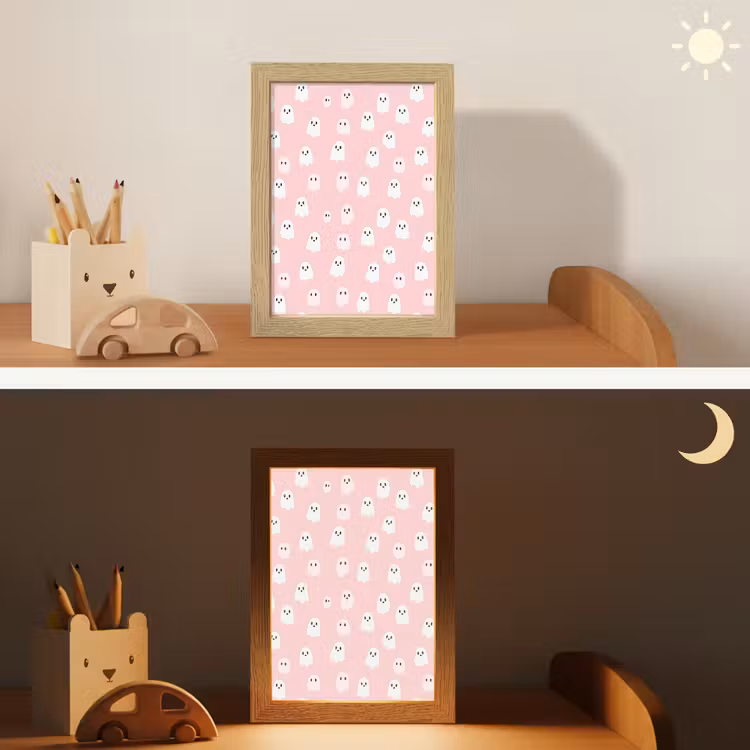 Spookjes - Patroon - Roze Light Box met kabel (Kinderlampje) klein 904 -sfeer3_kind