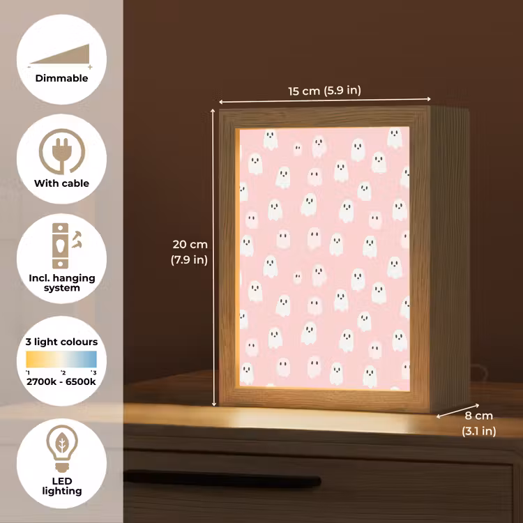 Spookjes - Patroon - Roze Light Box met kabel (Kinderlampje) klein 904 -USP_EN