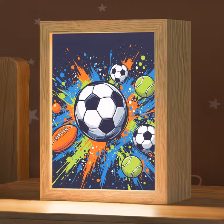 Sport - Ballen - Kleurrijk Light Box met kabel (Kinderlampje) klein -zzz_3d_website