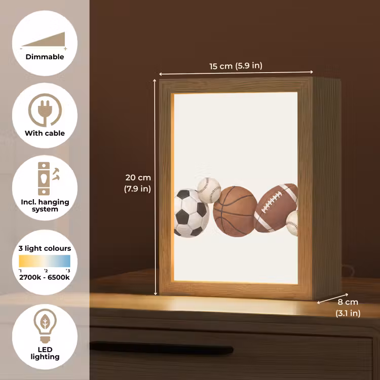 Sport - Ballen - Illustratie Light Box met kabel (Kinderlampje) klein -USP_EN