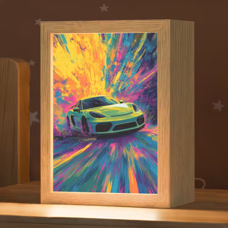 Sportauto - Groen - Verfstrepen - Kleuren Light Box met kabel klein -zzz_3d_website