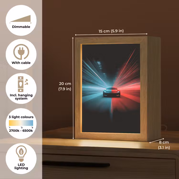 Sportwagen - Rood - Blauw - Snelheid Light Box met kabel (Kinderlampje) klein -USP_EN