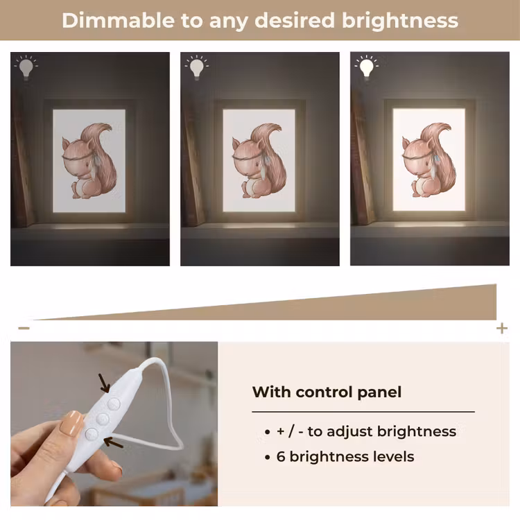 Eekhoorn - Dier - Bosdieren - Bruin Light Box met kabel (Kinderlampje) klein -USP_dimbaarEN
